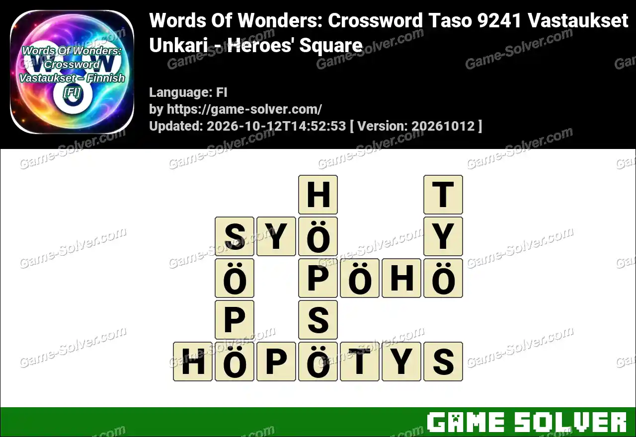 Words Of Wonders: Crossword Taso 9241 Vastaukset – Unkari – Heroes’ Square